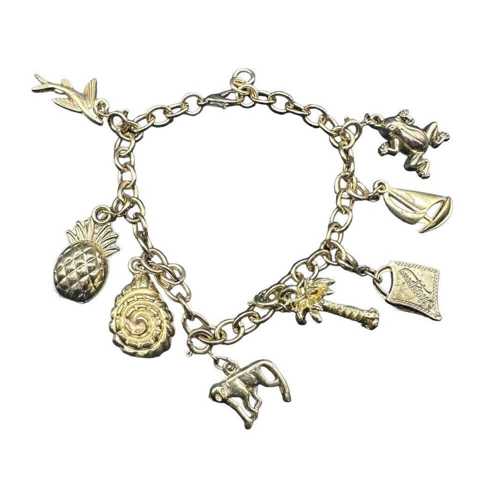 Summer vacation gold tone charm bracelet multiple removable charms - Picture 7 of 7